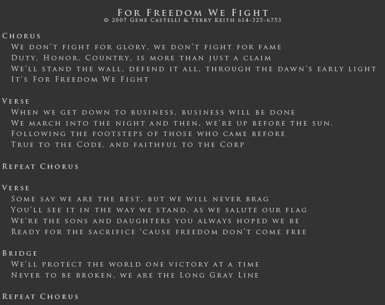 For Freedom We Fight Song Lyrics