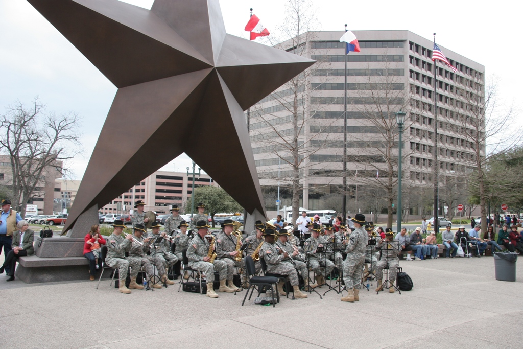 The band of the 1st Cavalry Division in concert at Texas Independence Day ceremony held by West Point Society of Central Texas on March 6, 2010, commemorating heroism of Lt Joseph Bonnell, West Point Class of 1825