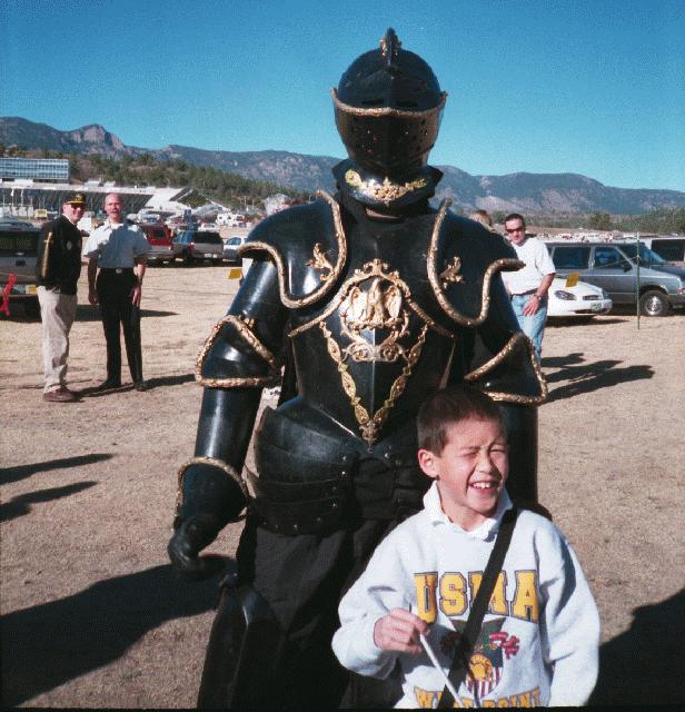 The Army Black Knight and Tom at the 1999 AAF Game
