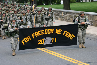 Cadets Marching With Banner photo