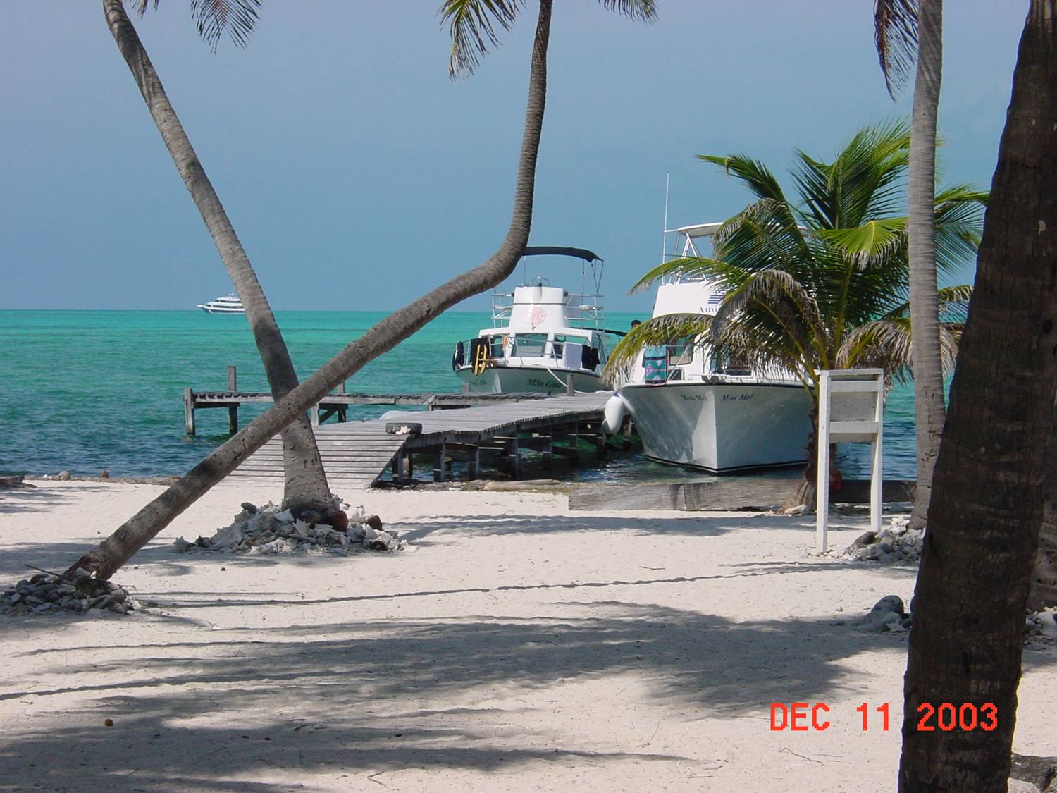 Boats at Half Moon Caye Dock