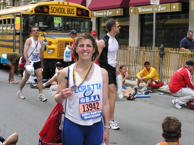 Loretta at the Boston Marathon